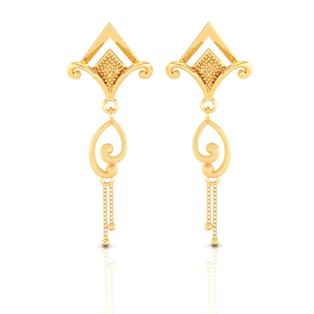 Customizable Earrings for Gifts-22KT (916) Yellow Gold Drop Earrings With Geometric Design