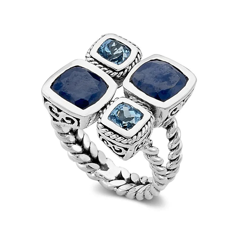 Luxury Platinum Engagement Rings-Cabu Ring- Blue