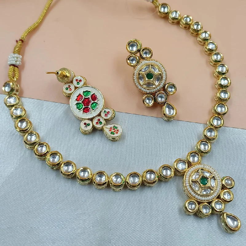 Heart Charm Necklaces-Padmawati Bangles Gold Plated Kudan Necklace Set