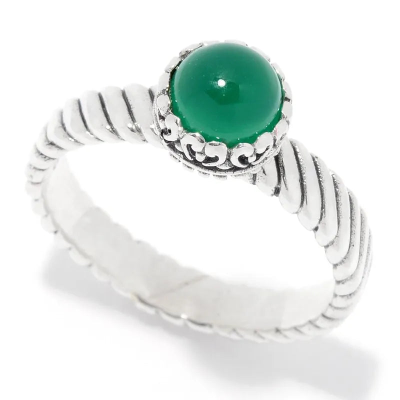 Unique Gemstone Rings-Comet Ring- Green Onyx