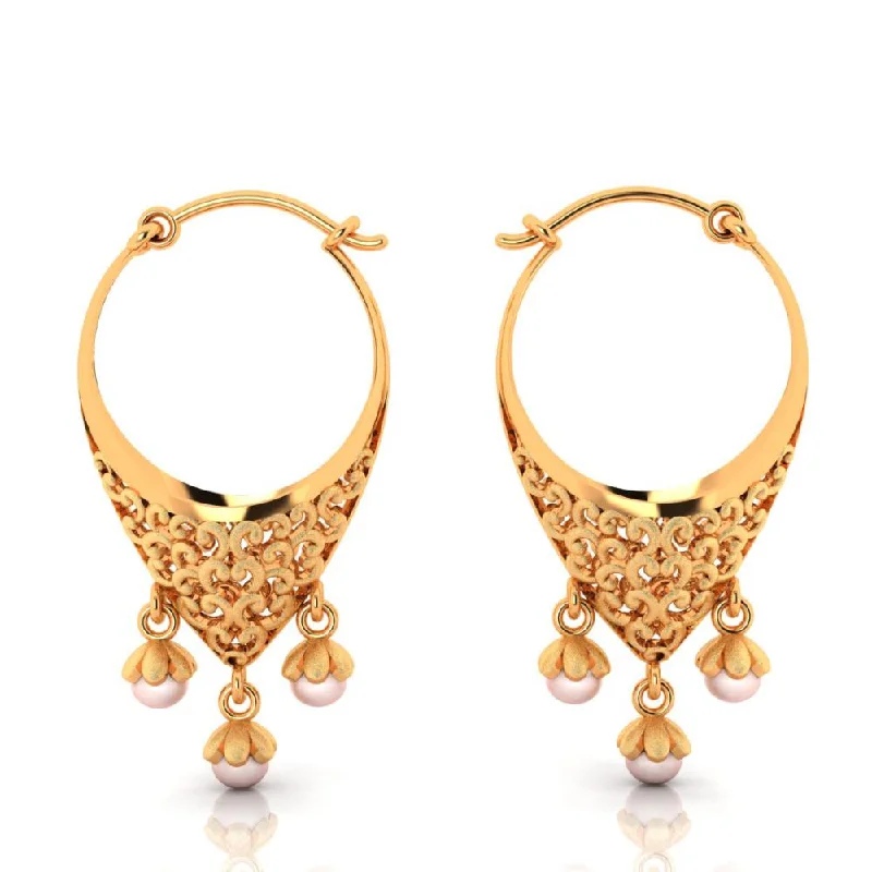 Oval Gemstone Earrings-18k Unique Gold Earrings With Intricate Craftsmanship