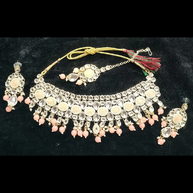 Dainty Pearl Necklaces-Kumavat Jewels Gold Plated Kundan Choker Necklace Set