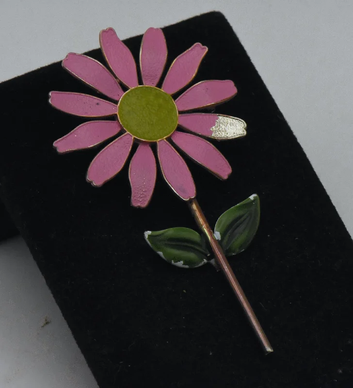 Luxury Gemstone Brooch for Women-Vintage Metal Pink Flower Brooch - DAMAGED