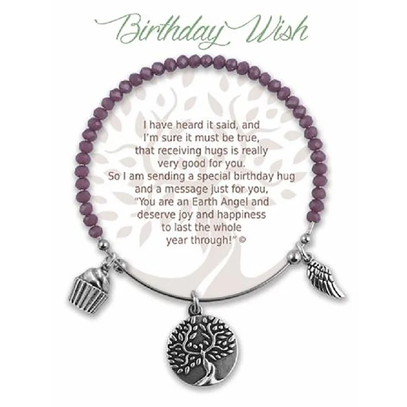 Custom Charm Bracelets for Men-Earth Angel : Birthday Wish Radiant Purple Stone Bracelet