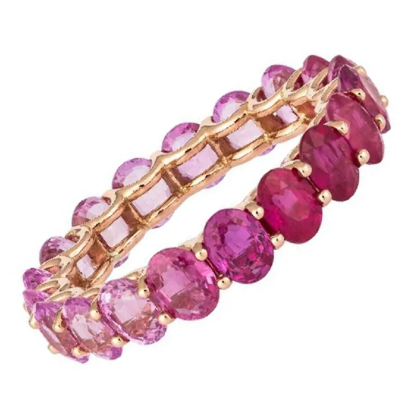 Dainty Gold Rings-Pink Ombre Sapphire Eternity Ring