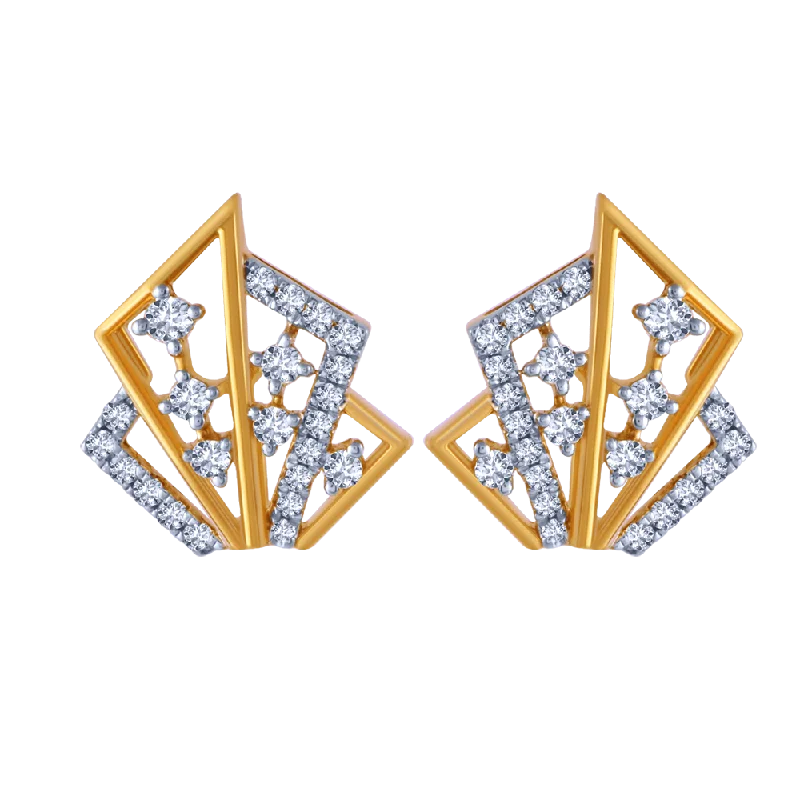 Heart Shaped Earrings-Geometric 18k Diamond Stud Earrings