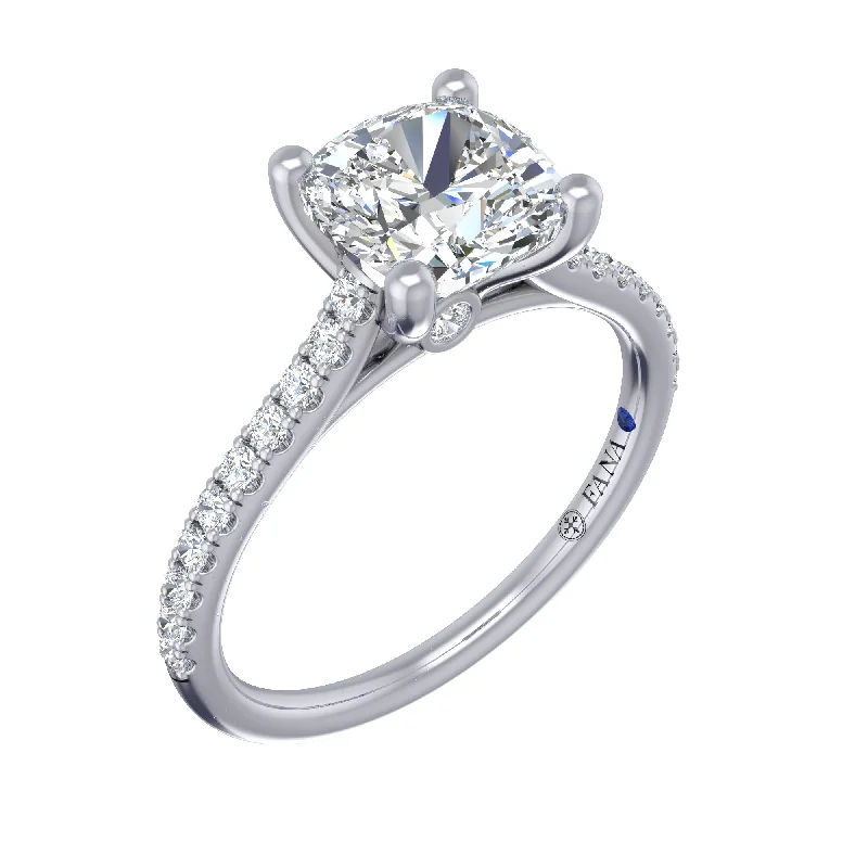 Emerald Engagement Rings-Diamond Lined Cathedral Band Engagement Ring