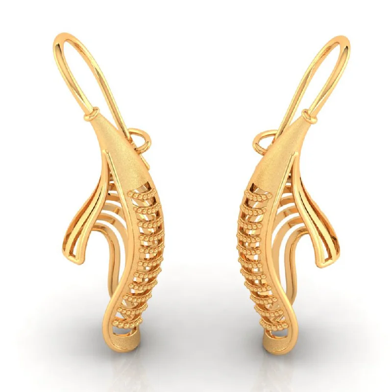 Light Crystal Earrings-18k Earrings Made Of Gold With A Distinctive Bent Conical Form