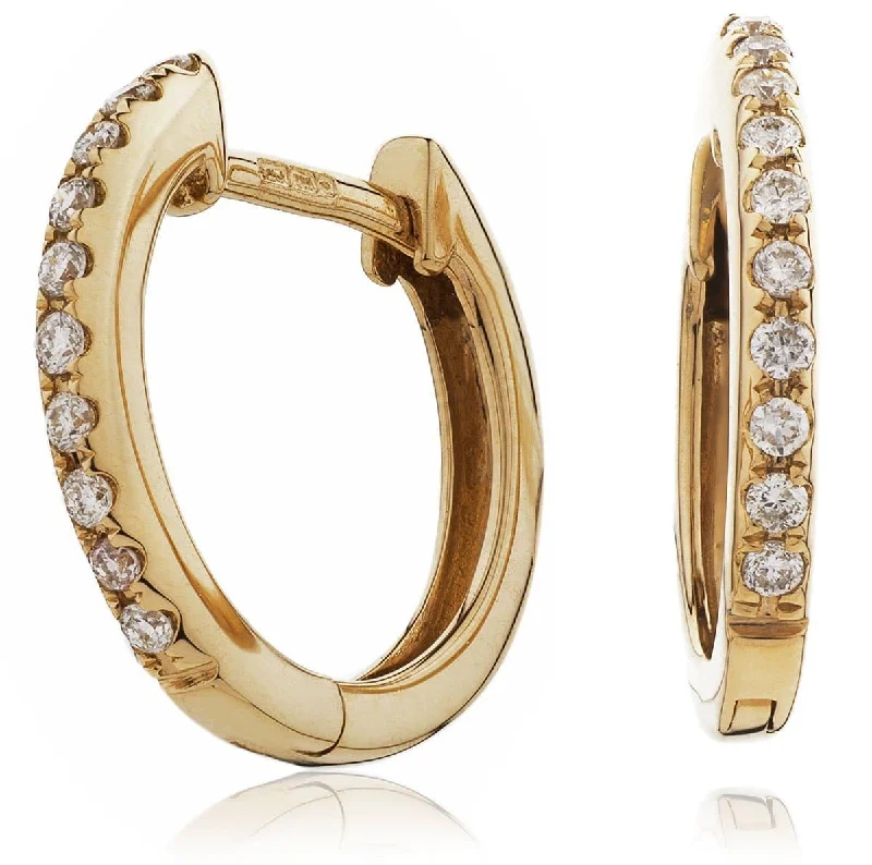 Fashionable Drop Earrings-DIAMOND MICROS SET HOOP EARRINGS IN 18K ROSE GOLD