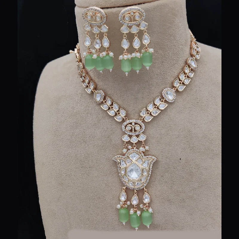 Trendy Silver Necklaces-Jewel Addiction Gold Plated Kundan Necklace Set