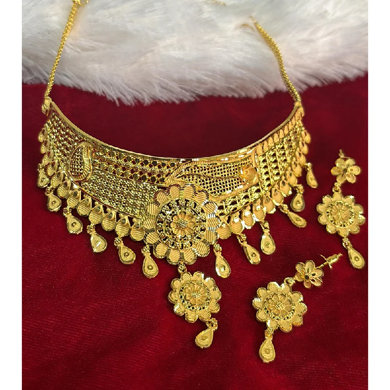 Trendy Gold Necklaces-Pari Art Jewellery Forming  Choker Necklace Set