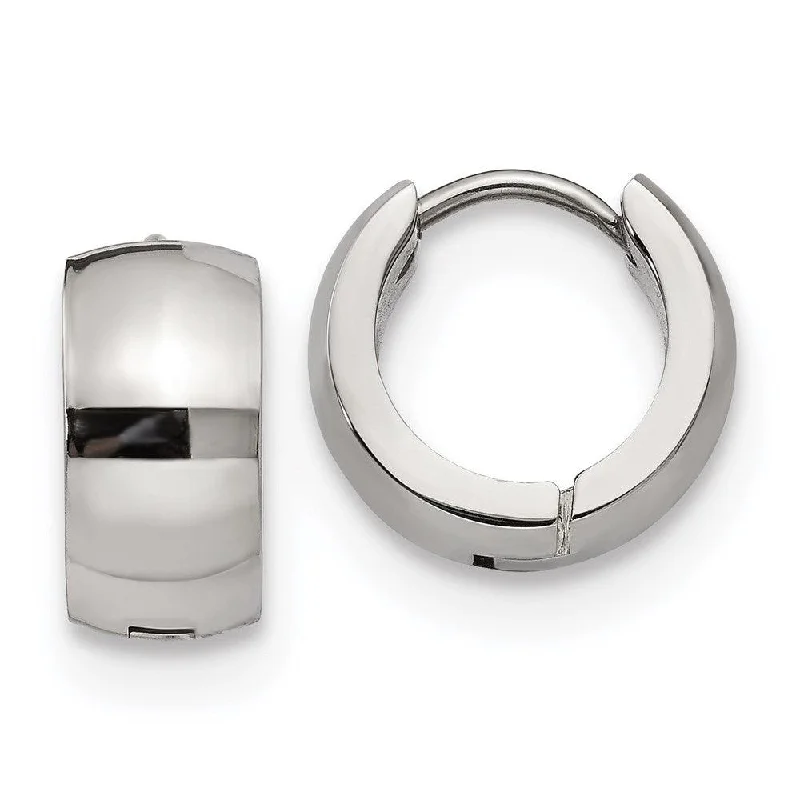 Small Hoop Earrings-Stainless Steel Polished 6.0mm Hinged Hoop Earrings