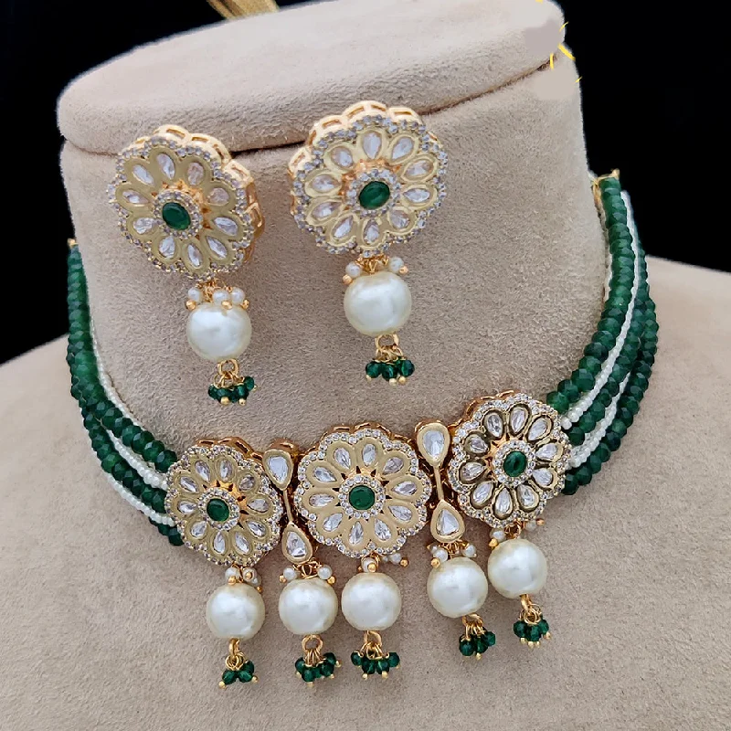 Diamond Pendant Necklaces-Jewel Addiction Gold Plated Kundan Choker Necklace Set