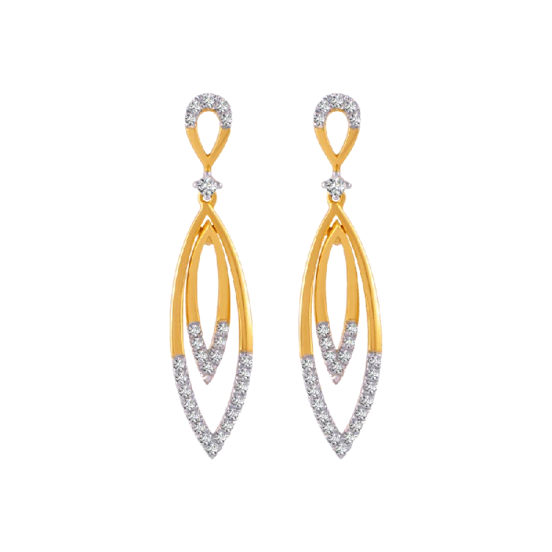 Customizable Earrings for Gifts-18KT (750) Yellow Gold And Solitaire Jhumki Earrings For Women