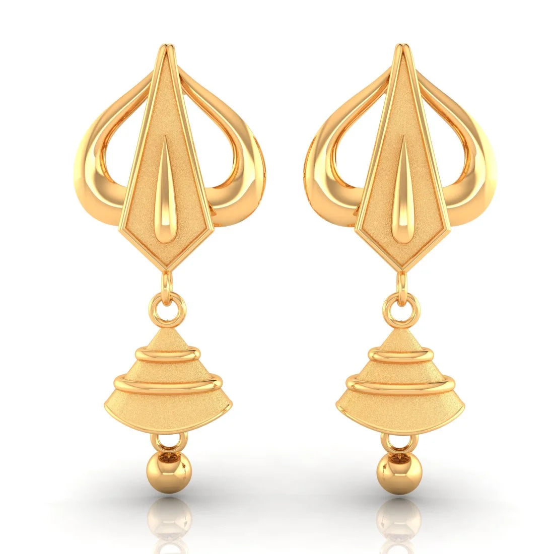 Black Crystal Earrings-22KT (916) Yellow Gold Khanda Drop Earrings With Symbolic Design