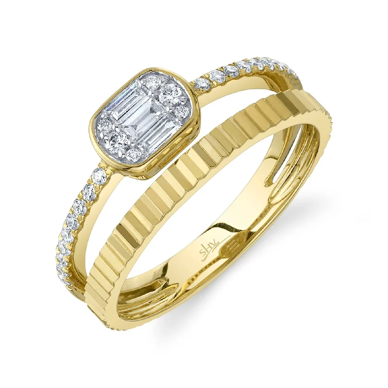 Designer Diamond Rings-14K Yellow Gold Diamond Baguette Ring