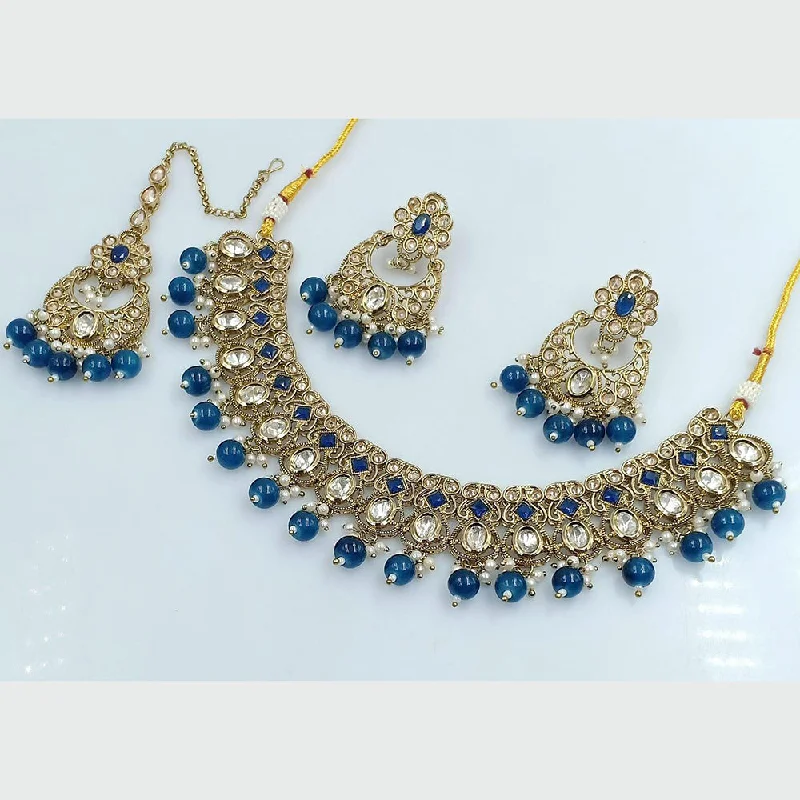 Chunky Statement Necklaces-Rani Sati Jewels Gold Plated Kundan And Pearl Necklace Set