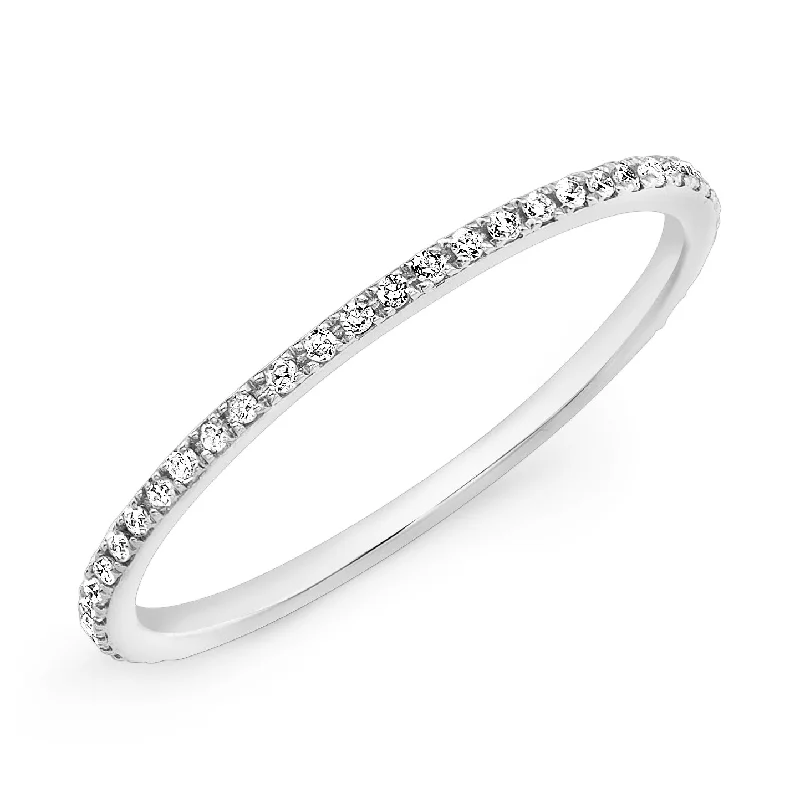 Silver Band Rings-Mini Diamond Eternity Ring