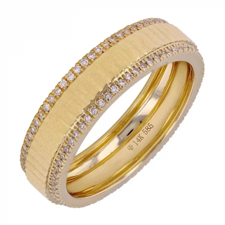 Luxury Gold Wedding Bands-Fluted Diamond Outline Gold Ring