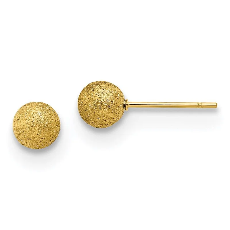 Large Drop Earrings-Stainless Steel Polished Laser cut Yellow IP-plated 6mm Ball Post Earrings