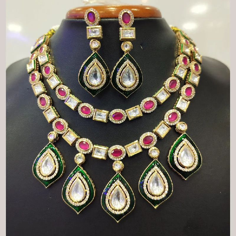 Simple Heart Necklaces-Jain Jewellers Gold Plated Kundan Necklace Set