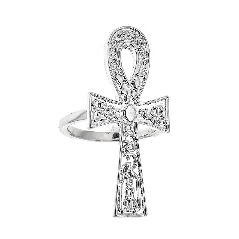 Custom Wedding Rings with Names-Better Jewelry Etched Ankh Ring .925 Solid Sterling Silver Ring (7.5 grams)