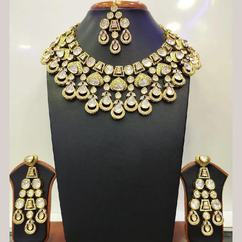 Stylish Chain Necklaces-Jain Jewellers Gold Plated Kundan Necklace Set