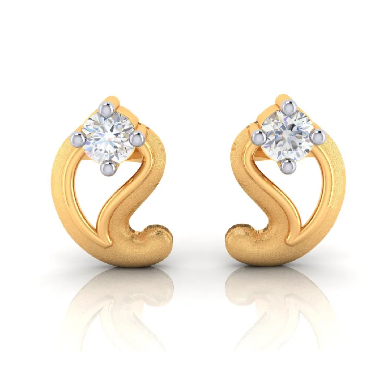 Classic Hoop Earrings-14k Kalka Style American Diamond Gold Earrings