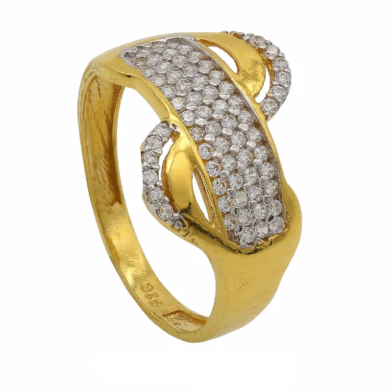 Yellow Diamond Rings-22K Yellow Gold Infinity Ring W/Cubic Zirconia Stones