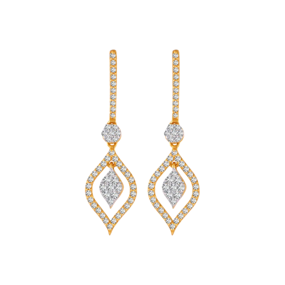 Colorful Statement Earrings-18KT (750) Yellow Gold And Solitaire Jhumki Earrings For Women