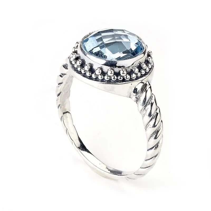 Custom Engagement Rings with Sapphire-Batur Ring- Blue Topaz