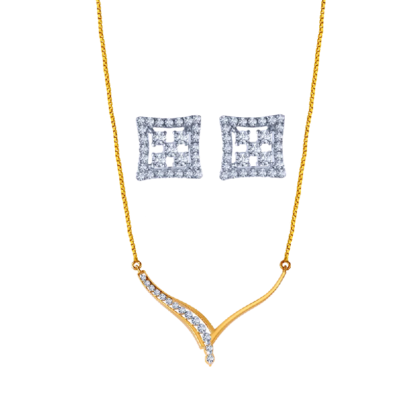 18k Gold Earrings-18k Stunning Diamond Pendant And Earrings Set