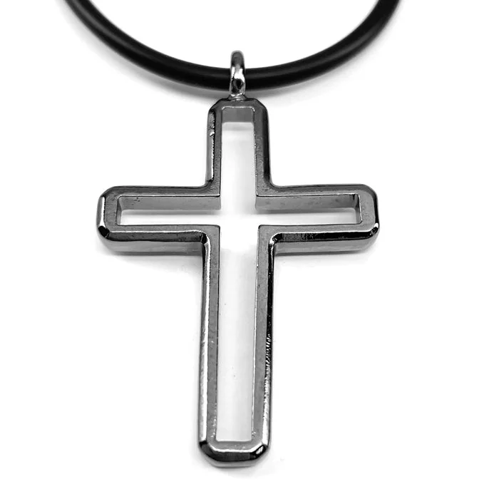 Gold and Diamond Necklaces-Cross Gunmetal Pendant Necklace