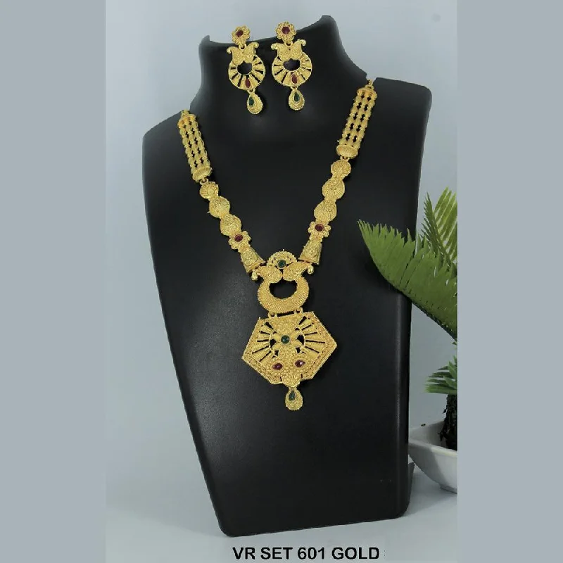 Multi-Colored Bead Necklaces-Mahavir Forming Gold Necklace Set - VR SET 601 GOLD