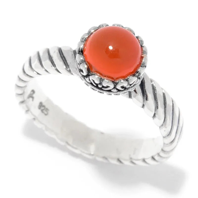 Luxury Diamond Rings-Comet Ring- Orange Chalcedony