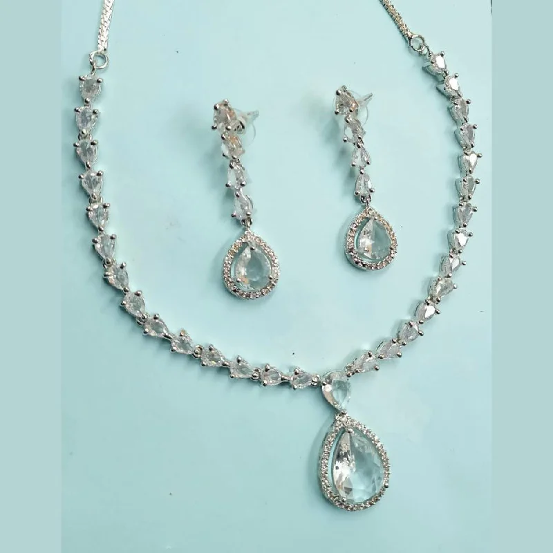 Unique Crystal Necklaces-Padmawati Bangles Silver Plated Austrian Stone Necklace Set