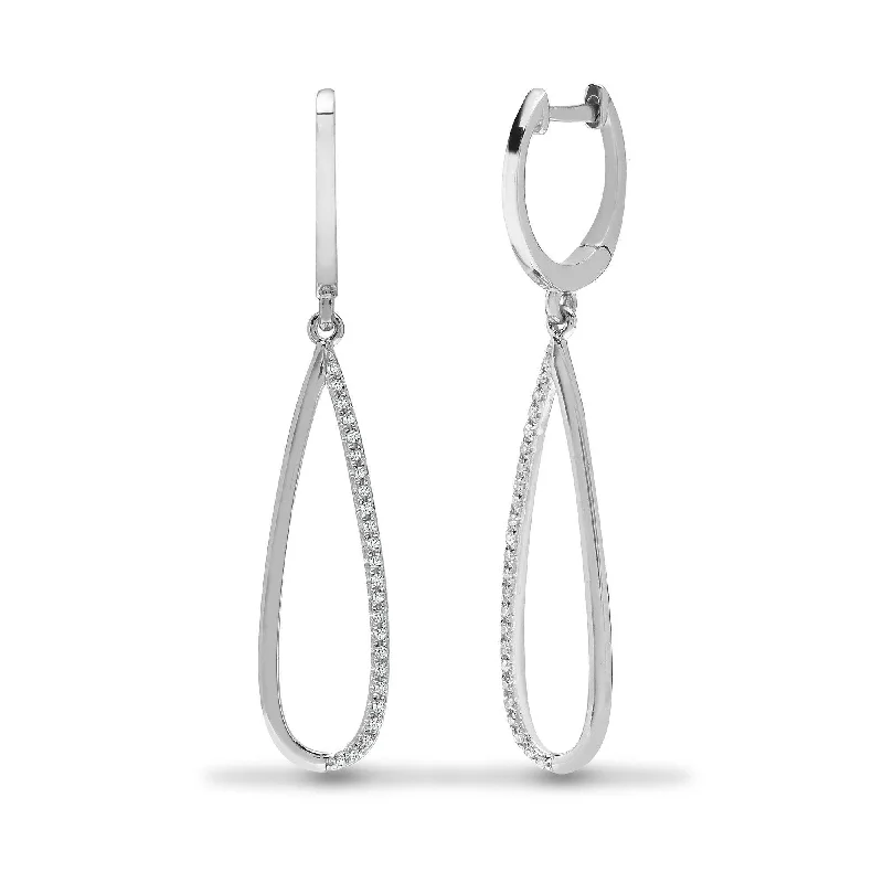 Gold Plated Dangle Earrings-DIAMOND DROP EARRINGS IN 9K WHITE GOLD