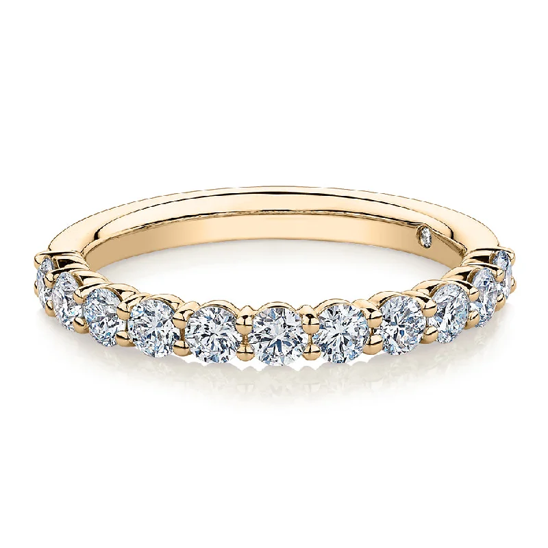 Vintage Promise Rings-Signature Simulant Diamond 0.90 carat* TW round brilliant wedding or eternity band in 14 carat yellow gold