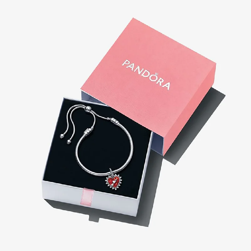 Elegant Silver Cuff Bracelets-PANDORA : Arrow Heart Bracelet Set