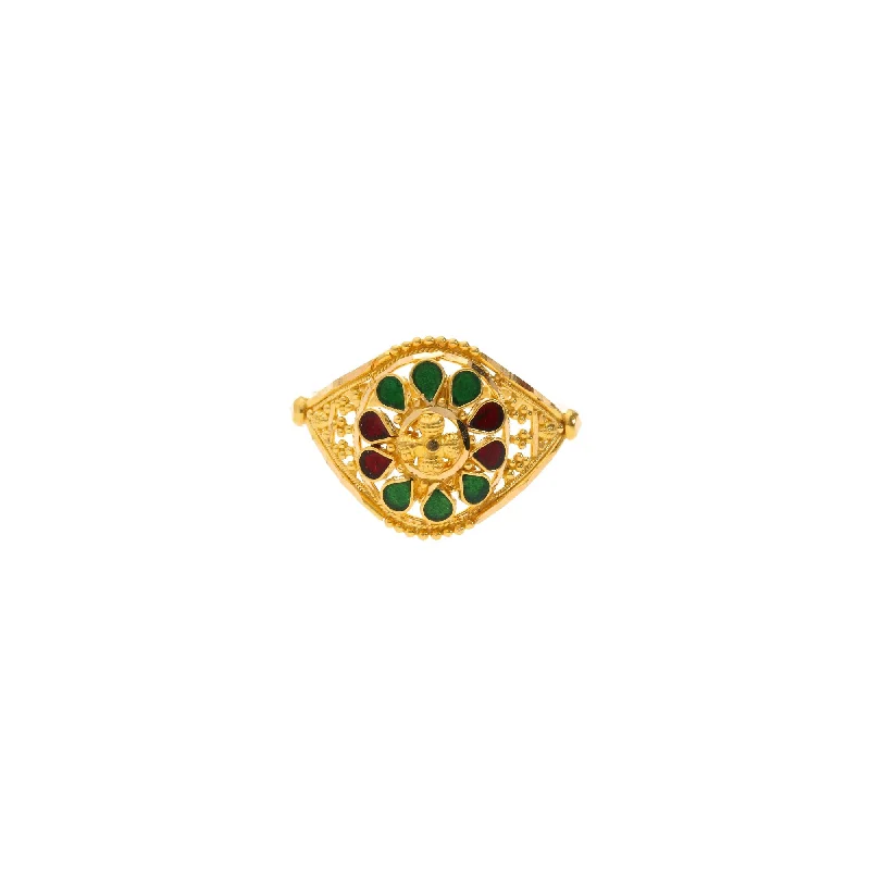 Modern Engagement Rings-22K Gold & Enamel Allure Ring