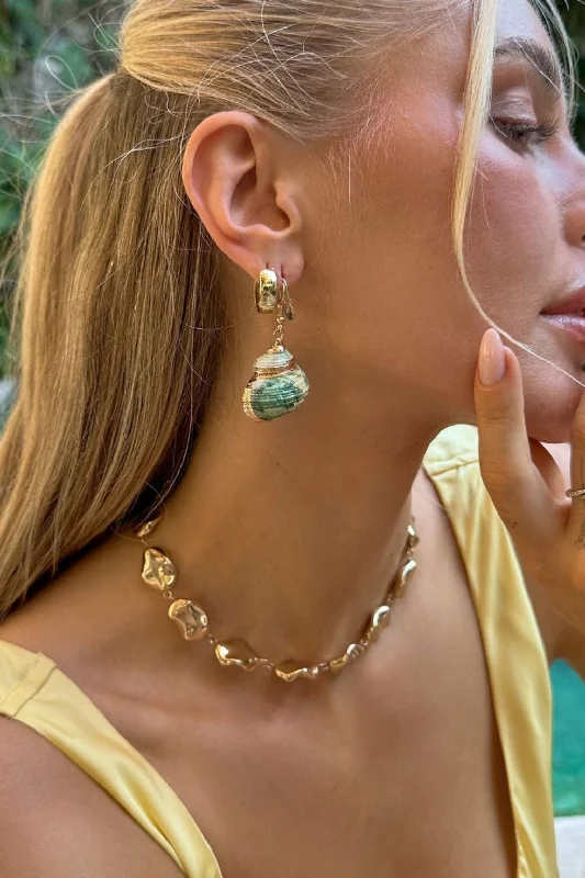 Multi-Layered Earrings-Alani Green Shell Drop Earrings