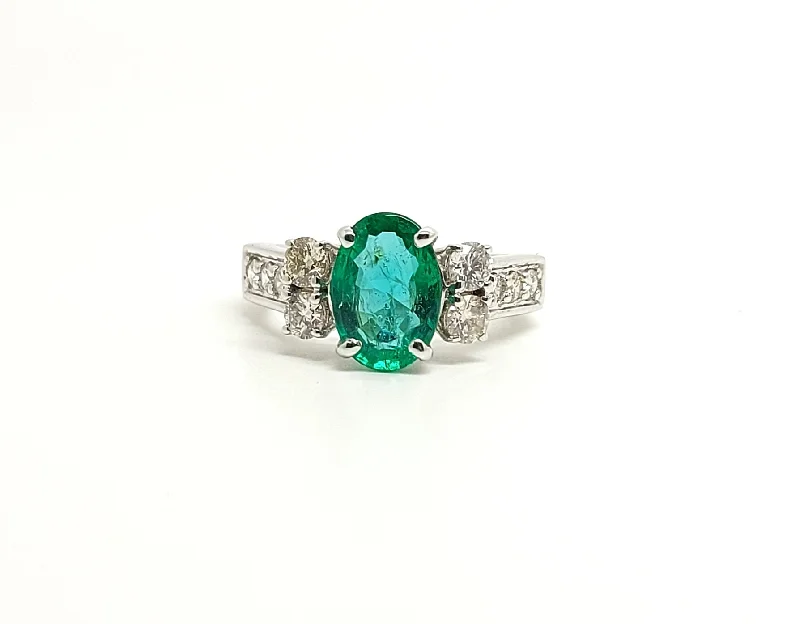 Antique Gold Rings-EMERALD & DIAMOND HOT CAKE RING