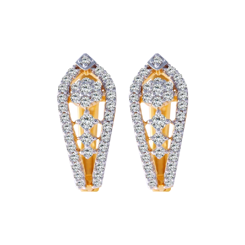 Party Earrings for Women-18KT (750) Yellow Gold And Diamond Clip-on Earrings For Women