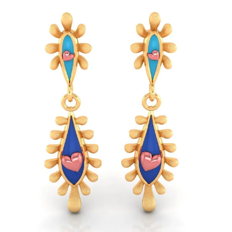 Wedding Party Earrings-18k Gold Earrings With Connected Water Droplet Design And  Beautiful Detailing