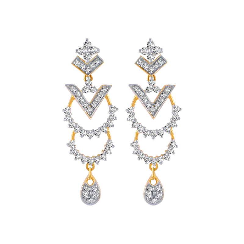 Chunky Earrings for Parties-18KT (750) Yellow Gold And Solitaire Jhumki Earrings For Women