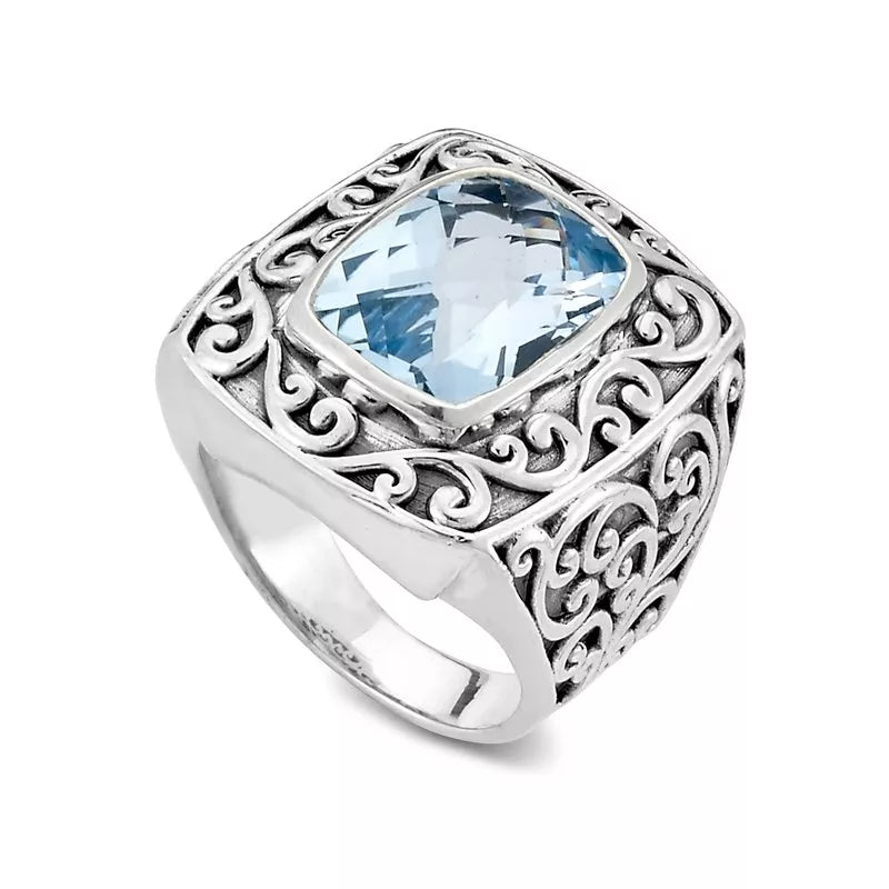 Diamond Wedding Rings-Chloe Ring- Blue Topaz