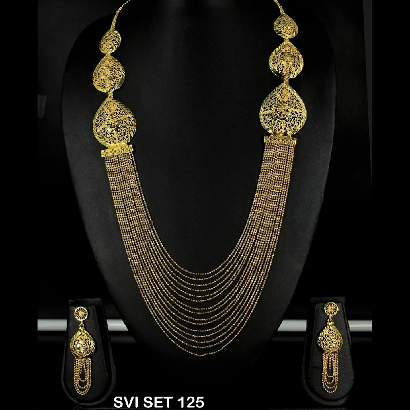 Green Turquoise Necklaces-Mahavir Forming Gold Necklace Set - SVI SET 125