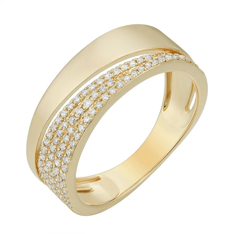 Diamond Wedding Rings-Gold and Diamond Pave Split Ring