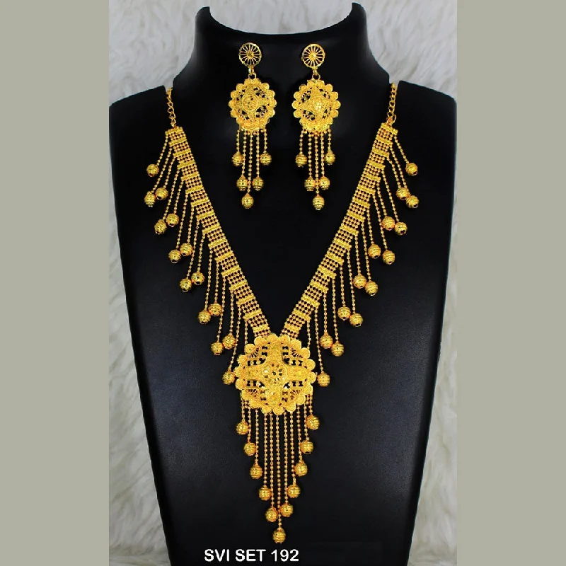 Fashionable Pendant Necklaces-Mahavir Forming Gold Necklace Set  - SVI SET 192