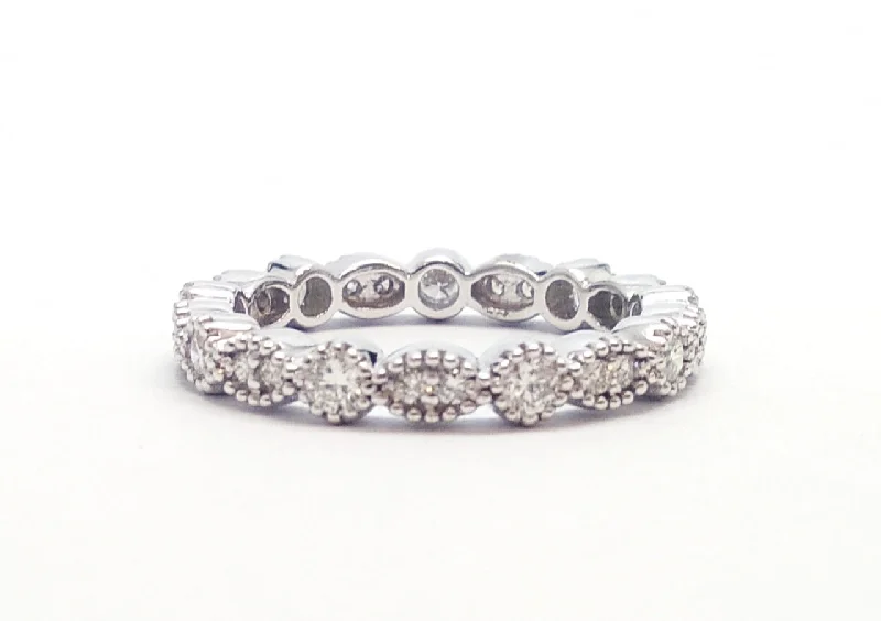 Custom Wedding Bands-Monique Lhuillier Alternating Marquise & Round Eternity Band AD. NO-2056